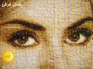 گره های تابلو فرش عروس جوان، که از پشت تابلو فرش عکس گرفته شده